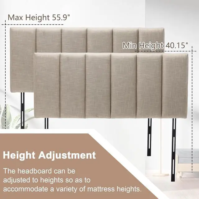 Alt view image 6 of 7 - HAOBO Home Upholstered Headboard Foldable King Size Headboards Eastern King/California King Linen Panel with Height Adjustments