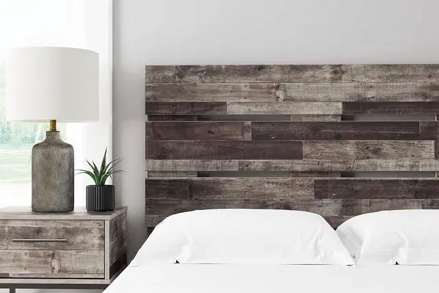 Alt view image 2 of 4 - Signature Design by Ashley Neilsville Butcher Block Panel Headboard, Full, Brown