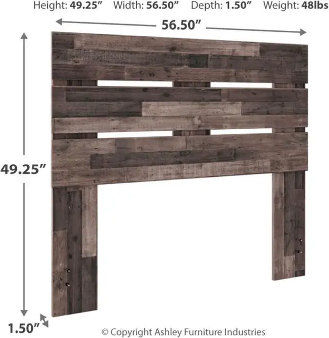 Alt view image 3 of 4 - Signature Design by Ashley Neilsville Butcher Block Panel Headboard, Full, Brown