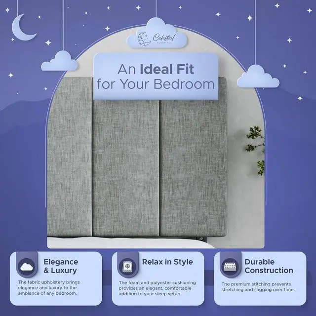 Alt view image 2 of 6 - Vertical Channel-Tufted Mid-Rise Upholstered Headboard, Wall or Bed Frame Mount - Full or Queen (Gray)