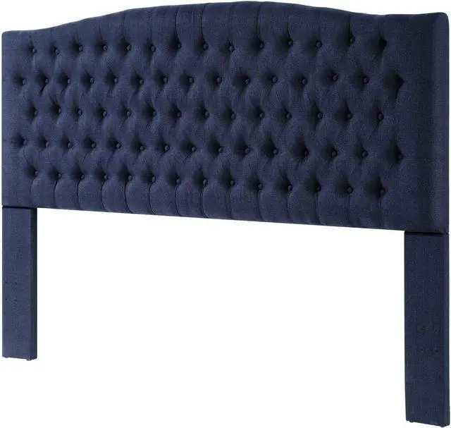 Alt view image 4 of 7 - 24KF Linen Upholstered Tufted Button King Headboard and Comfortable Fashional Padded King/California King Size headboard - Navy Blue