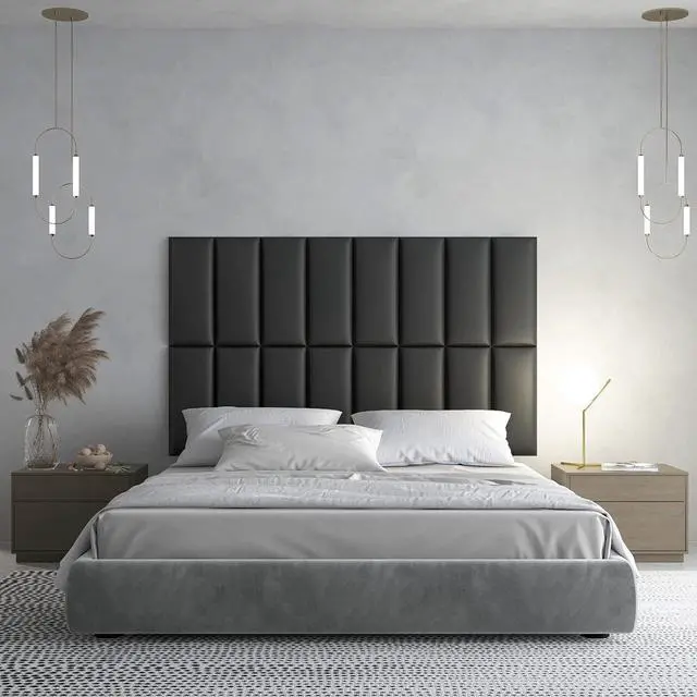 Alt view image 2 of 6 - Art3d Peel and Stick Black King Headboard, 12-Pack Upholstered Headboard for Queen, Full-Size Bed, Padded Wall Panel
