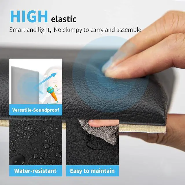 Alt view image 4 of 6 - Art3d Peel and Stick Black King Headboard, 12-Pack Upholstered Headboard for Queen, Full-Size Bed, Padded Wall Panel