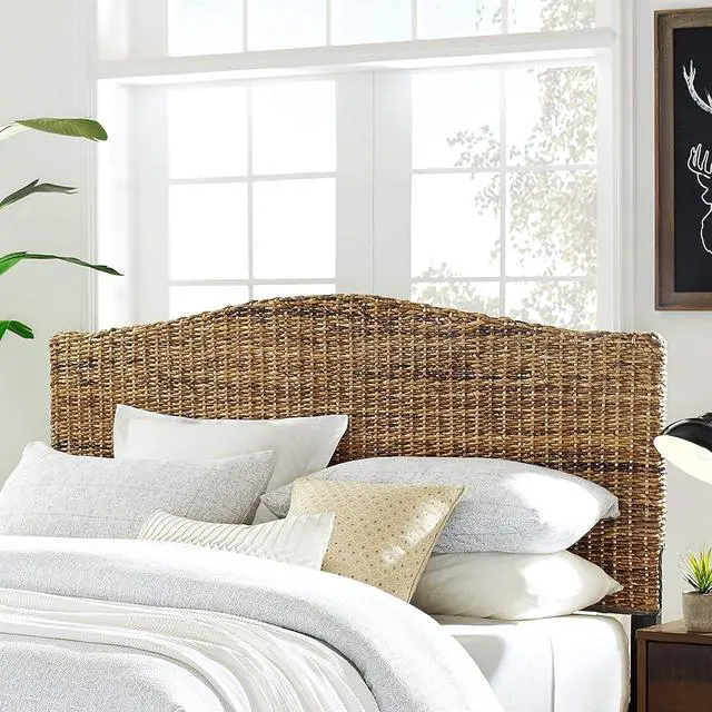 Alt view image 2 of 7 - Crosley Furniture Serena Handwoven Natural Fiber Rattan Bed Headboard, Banana Leaf, King