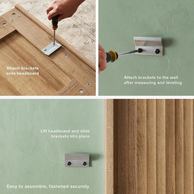 Alt view image 3 of 7 - mopio Brooklyn 80.8" Headboard Only, Wood Headboard, Modern Farmhouse, Boho, Wall Mount, Fluted Panel, Wingback Design (Golden Oak, King)