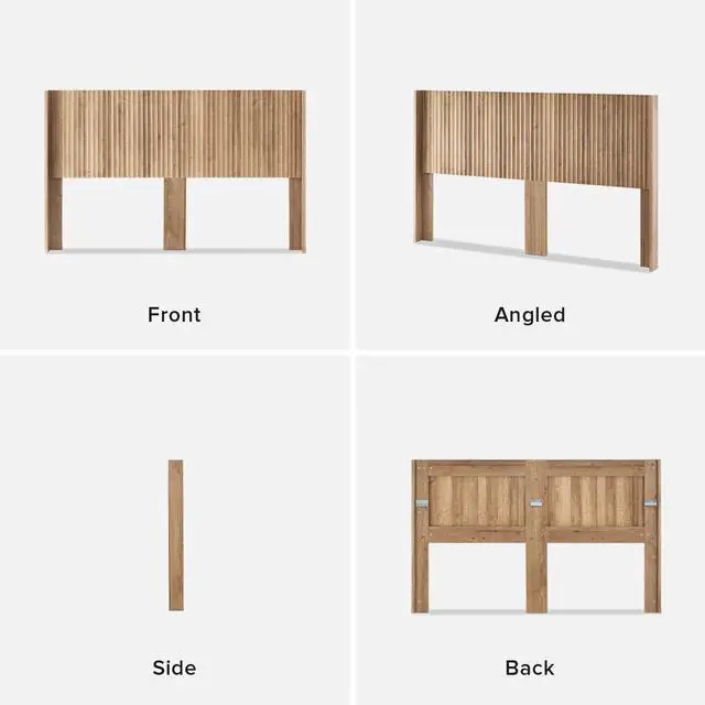 Alt view image 7 of 7 - mopio Brooklyn 80.8" Headboard Only, Wood Headboard, Modern Farmhouse, Boho, Wall Mount, Fluted Panel, Wingback Design (Golden Oak, King)