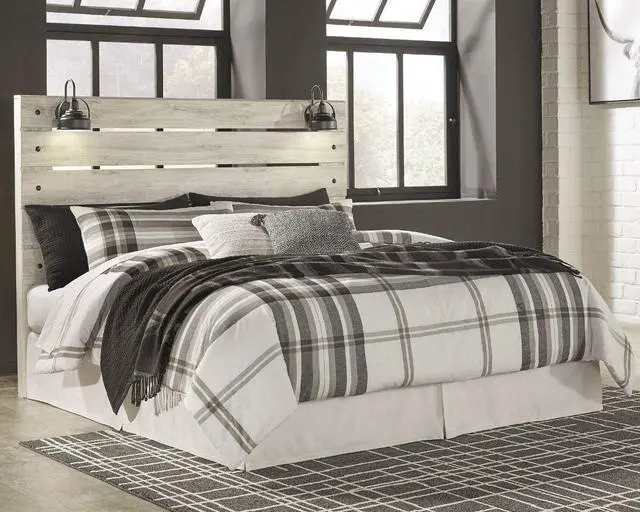 Alt view image 2 of 7 - Signature Design by Ashley Cambeck Farmhouse Panel Headboard ONLY with USB Charging Stations, King, Whitewash