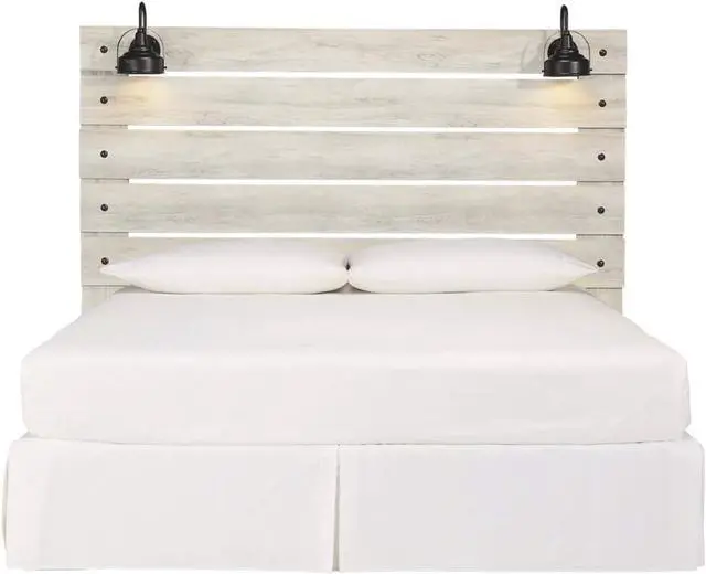 Alt view image 4 of 7 - Signature Design by Ashley Cambeck Farmhouse Panel Headboard ONLY with USB Charging Stations, King, Whitewash