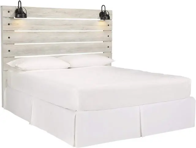 Alt view image 6 of 7 - Signature Design by Ashley Cambeck Farmhouse Panel Headboard ONLY with USB Charging Stations, King, Whitewash