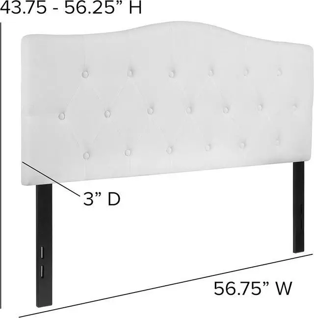 Alt view image 2 of 7 - Flash Furniture Cambridge Tufted Upholstered Headboard for Full Size Bed, Contemporary Fabric Tufted Headboard with Adjustable Height, White