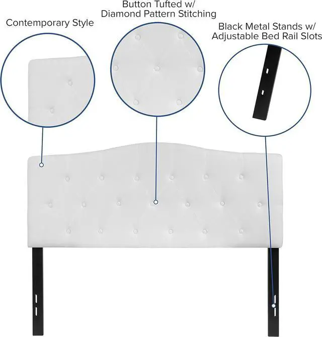 Alt view image 4 of 7 - Flash Furniture Cambridge Tufted Upholstered Headboard for Full Size Bed, Contemporary Fabric Tufted Headboard with Adjustable Height, White