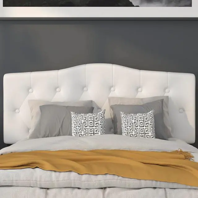 Alt view image 5 of 7 - Flash Furniture Cambridge Tufted Upholstered Headboard for Full Size Bed, Contemporary Fabric Tufted Headboard with Adjustable Height, White