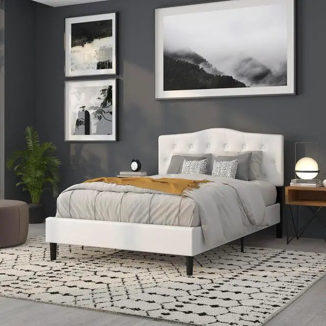 Alt view image 6 of 7 - Flash Furniture Cambridge Tufted Upholstered Headboard for Full Size Bed, Contemporary Fabric Tufted Headboard with Adjustable Height, White