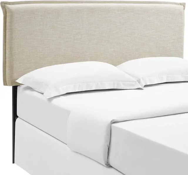Alt view image 3 of 4 - Modway Camille Linen Fabric Upholstered Queen Headboard in Beige with French Piping