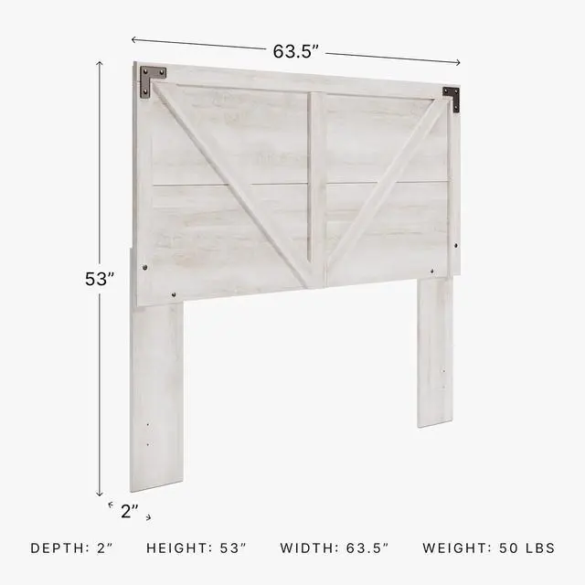 Alt view image 2 of 6 - Signature Design by Ashley Shawburn Modern Farmhouse Headboard, Queen, Whitewash