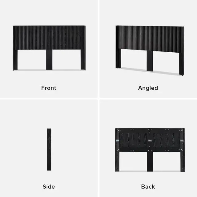 Alt view image 6 of 7 - mopio Brooklyn 80.8" Headboard Only, Wood Headboard, Modern Farmhouse, Boho, Wall Mount, Fluted Panel, Wingback Design (Black Oak, King)