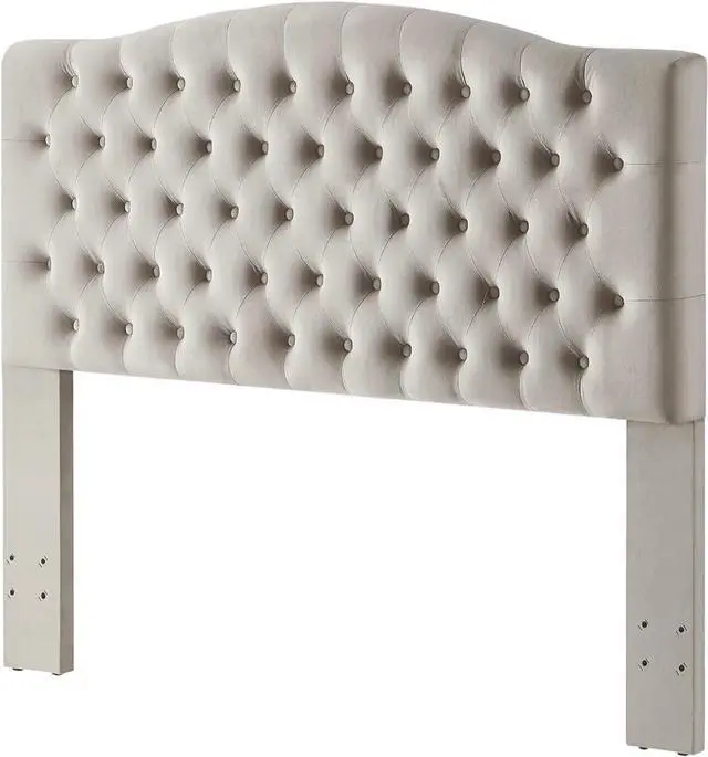 Alt view image 3 of 6 - 24KF Velvet Upholstered Tufted Button Queen Headboard and Comfortable Fashional Padded Queen/Full Size headboard,Taupe
