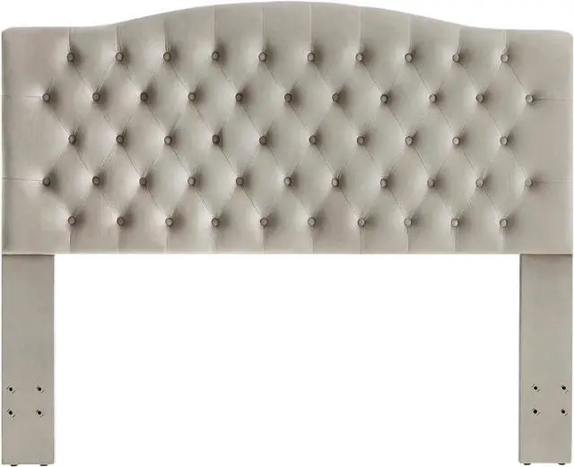 Alt view image 4 of 6 - 24KF Velvet Upholstered Tufted Button Queen Headboard and Comfortable Fashional Padded Queen/Full Size headboard,Taupe