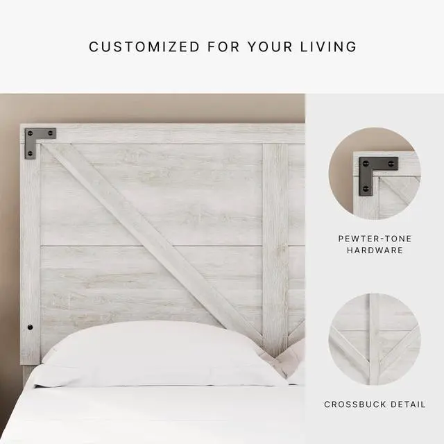 Alt view image 5 of 6 - Signature Design by Ashley Shawburn Modern Farmhouse Headboard, Queen, Whitewash