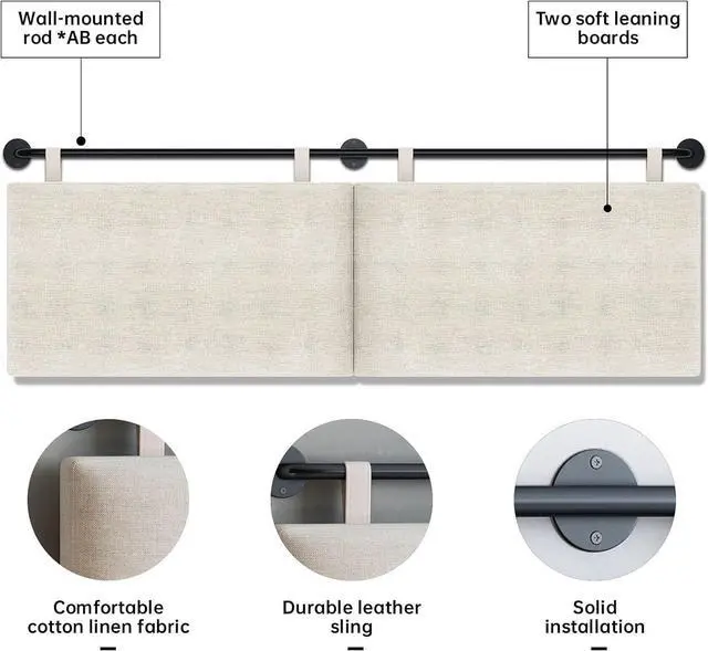 Alt view image 2 of 5 - HouseMila Headboard for King Size Bed, Wall Mounted Headboard with Fine Linen Upholstery and Button Tufting, Adjustable Heigh Headboard for Bedroom (Beige, King)
