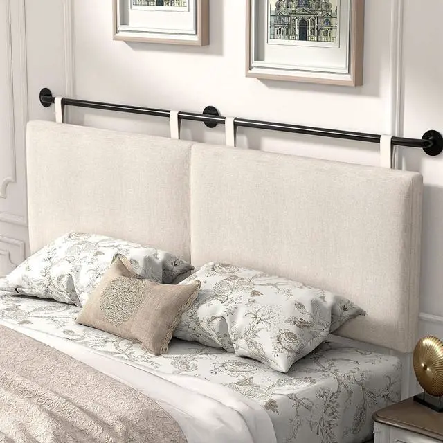Main image of HouseMila Headboard for King Size Bed, Wall Mounted Headboard with Fine Linen Upholstery and Button Tufting, Adjustable Heigh Headboard for Bedroom (Beige, King)