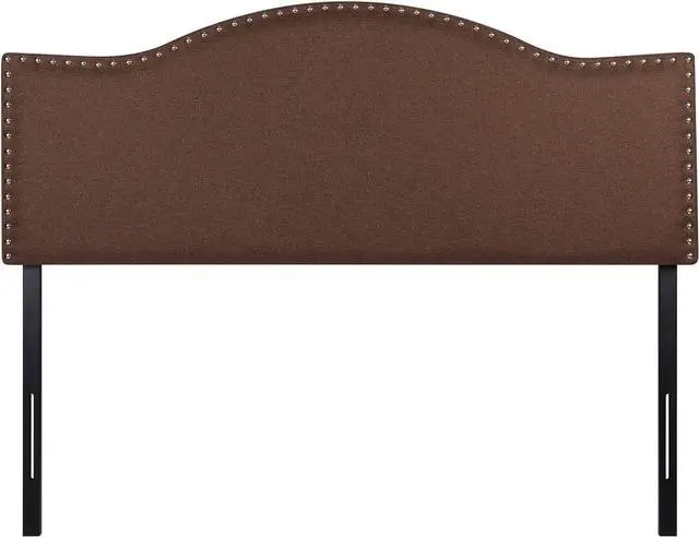 Main image of Naomi Home Catalina Full headboard only, Height Adjustable Full Size Bed Headboard, Nailhead Tufted Headboard with 12 Positions, Metal Legs, Wall/Bed Mount, Linen Fabric headboard Full, Espresso