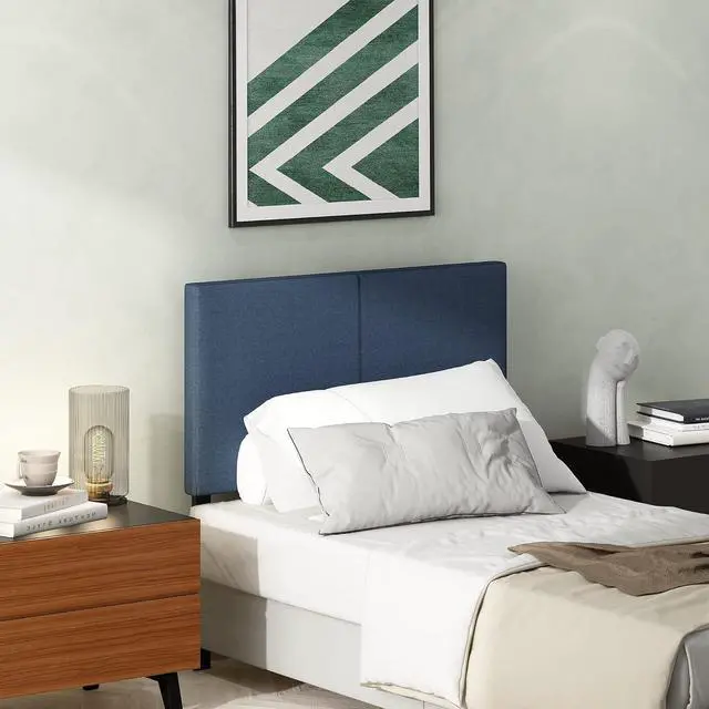 Alt view image 2 of 5 - Furinno Roanne Upholstered Headboard, Twin, Denim