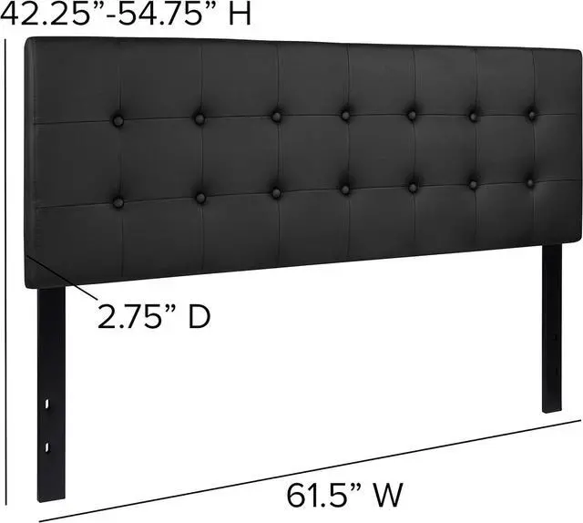 Alt view image 2 of 7 - Flash Furniture Lennox Tufted Upholstered Headboard for Queen Size Bed, Contemporary Vinyl Tufted Headboard with Adjustable Height, Black