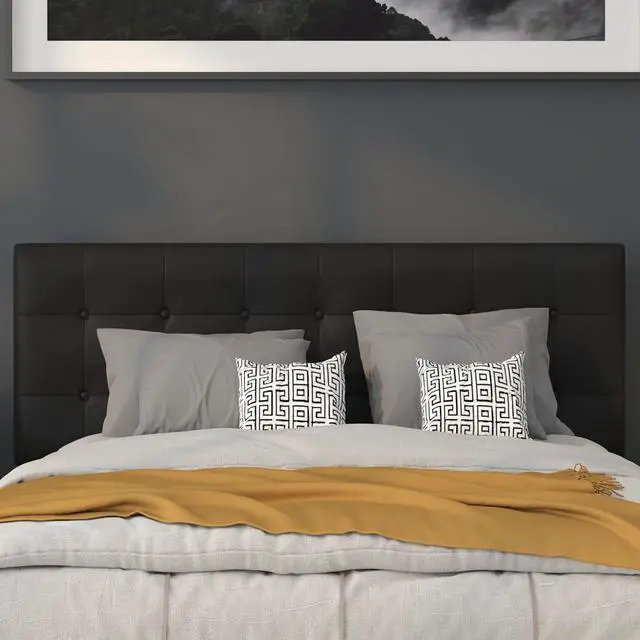 Alt view image 6 of 7 - Flash Furniture Lennox Tufted Upholstered Headboard for Queen Size Bed, Contemporary Vinyl Tufted Headboard with Adjustable Height, Black