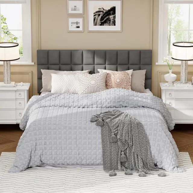Alt view image 7 of 7 - Andeworld Velvet Upholstered Tufted King Size Headboard,Wood Head Board with Metal Legs, Adjustable Height from 42 to 56, Bed Headboard in Modern Design,Backboard for Bed, Dark Gray