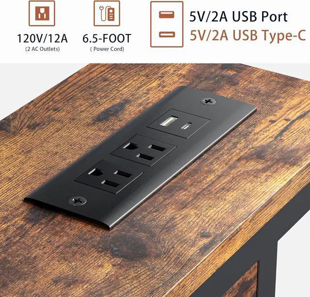 Alt view image 5 of 7 - King Headboard with Storage, Bed Head Board with Outlets and USB Ports, Sturdy King Size Headboard Only with LED Lights, for Dorm, Easy Assemble, Rustic Brown