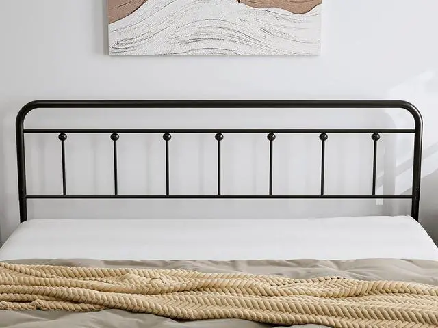Alt view image 3 of 7 - IKIFLY Metal King Size Headboard, Adjustable Height, Farmhouse Victorian Style, Easy Assembly, Steel Headboard Only for Bedroom, Black