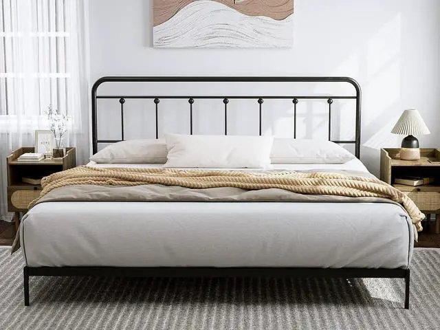 Alt view image 4 of 7 - IKIFLY Metal King Size Headboard, Adjustable Height, Farmhouse Victorian Style, Easy Assembly, Steel Headboard Only for Bedroom, Black