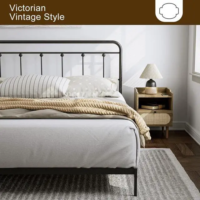 Alt view image 6 of 7 - IKIFLY Metal King Size Headboard, Adjustable Height, Farmhouse Victorian Style, Easy Assembly, Steel Headboard Only for Bedroom, Black