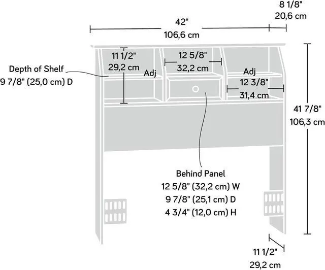 Alt view image 3 of 4 - Sauder Shoal Creek Bookcase Headboard, Twin, Soft White finish