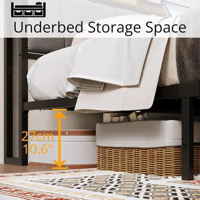 Alt view image 5 of 7 - LIKIMIO Twin Bed Frames, Storage Headboard with Charging Station, Solid and Stable, Noise Free, No Box Spring Needed, Easy Assembly