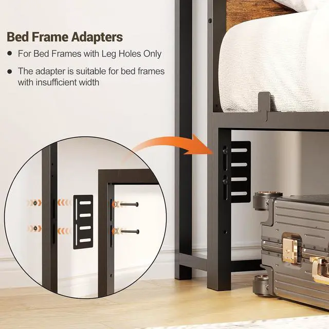 Alt view image 7 of 7 - Unikito Headboard for Queen Size Bed with Storage Shelf, Head Board with 3 Outlets and 2 USB Ports, Headboards with RGB LED Light, Height Adjustable, Sturdy and Stable, Easy Assembly, Rustic Brown