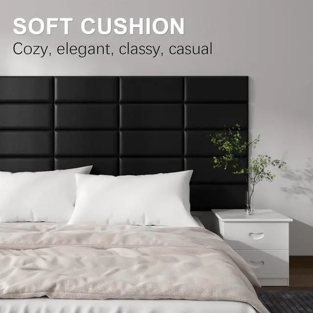 Alt view image 4 of 7 - Headboards Wall Panel for Full, Queen and King, Self-Adhesive 3D Wall Panels, Upholstered Wall Panel for Bedroom/Living Room (12 Pieces 9.84 in x 23.6 in)