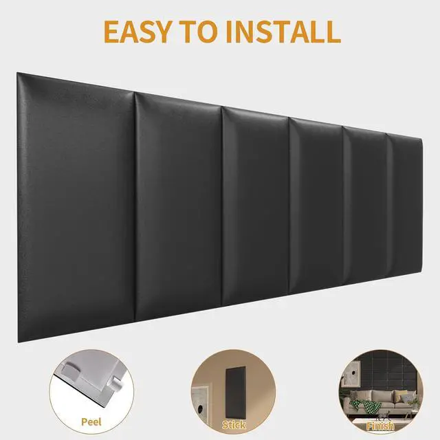 Alt view image 6 of 7 - Headboards Wall Panel for Full, Queen and King, Self-Adhesive 3D Wall Panels, Upholstered Wall Panel for Bedroom/Living Room (12 Pieces 9.84 in x 23.6 in)