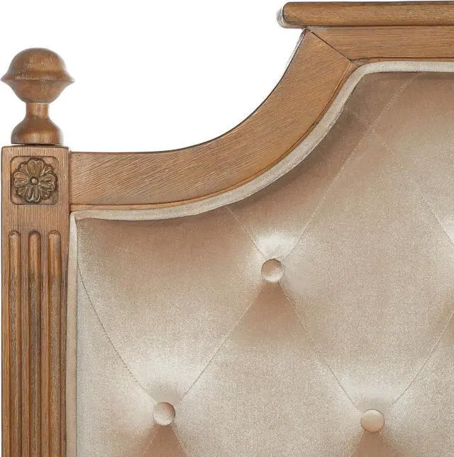 Alt view image 6 of 6 - SAFAVIEH Home Collection Tufted Velvet Headboard, QUEEN, Beige/Rustic Oak
