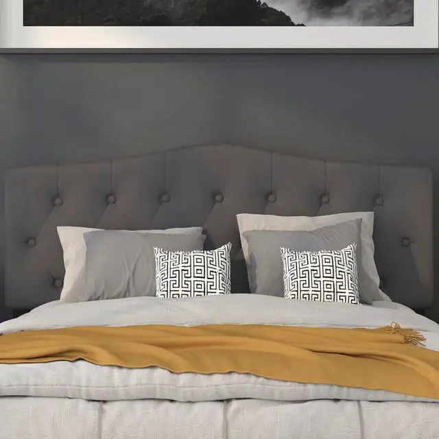 Alt view image 5 of 7 - Flash Furniture Cambridge Tufted Upholstered Headboard for Queen Size Bed, Contemporary Fabric Tufted Headboard with Adjustable Height, Dark Gray