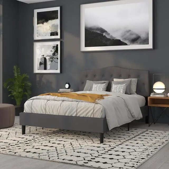 Alt view image 6 of 7 - Flash Furniture Cambridge Tufted Upholstered Headboard for Queen Size Bed, Contemporary Fabric Tufted Headboard with Adjustable Height, Dark Gray