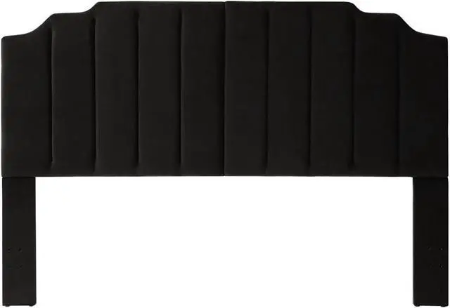 Alt view image 3 of 5 - 24KF Modern Velvet Upholstered King/Cal King Headboard, Tufted Headboard for King/Cal King Bed, Modern Vertical Channel Design with Curved Tufted -Black