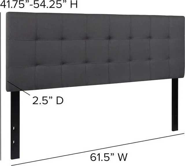 Alt view image 2 of 7 - EMMA + OLIVER Quilted Tufted Queen Size Headboard in Dark Gray Fabric