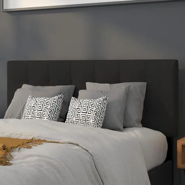 Main image of Flash Furniture Bedford Tufted Upholstered Headboard for Full Size Bed, Contemporary Fabric Tufted Headboard with Adjustable Height, Black