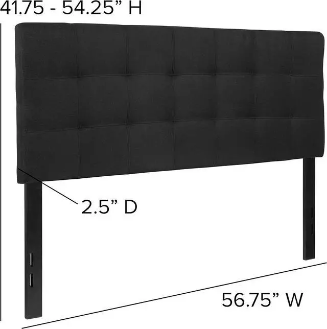 Alt view image 2 of 7 - Flash Furniture Bedford Tufted Upholstered Headboard for Full Size Bed, Contemporary Fabric Tufted Headboard with Adjustable Height, Black