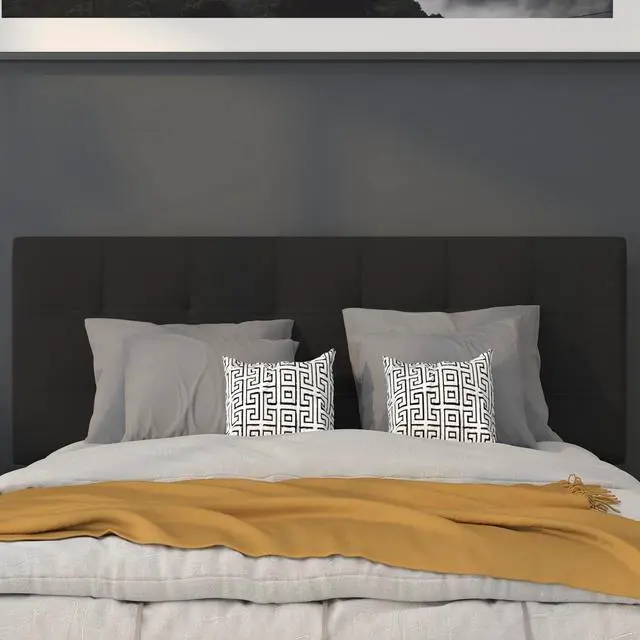 Alt view image 5 of 7 - Flash Furniture Bedford Tufted Upholstered Headboard for Full Size Bed, Contemporary Fabric Tufted Headboard with Adjustable Height, Black