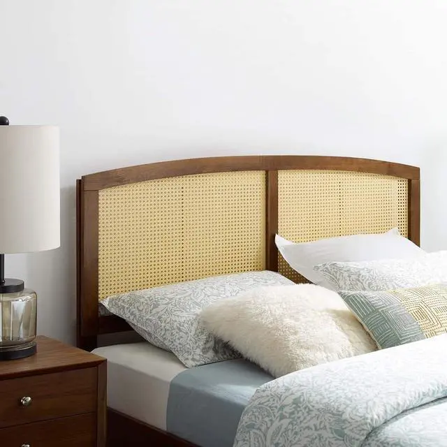 Main image of Modway Halcyon Cane Woven Rattan King Headboard in Walnut