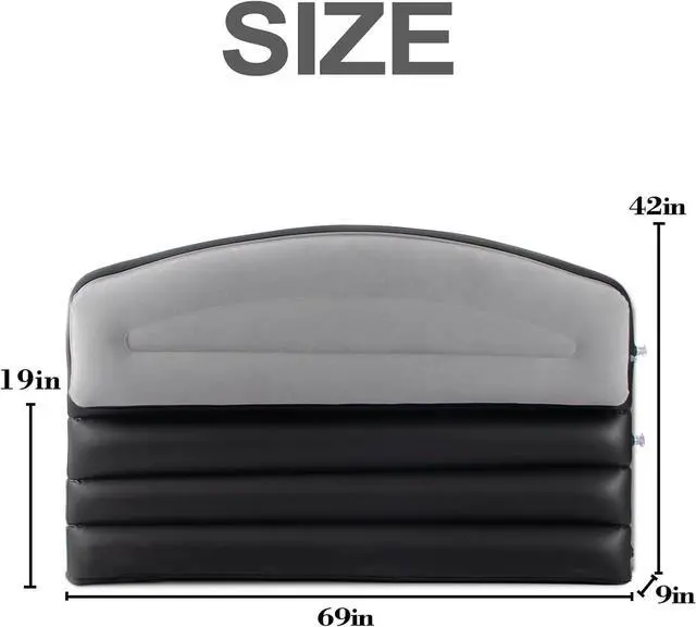 Alt view image 3 of 7 - DIMAR GARDEN Inflatable Headboard for Queen Size Bed, Flocked Air Headboard