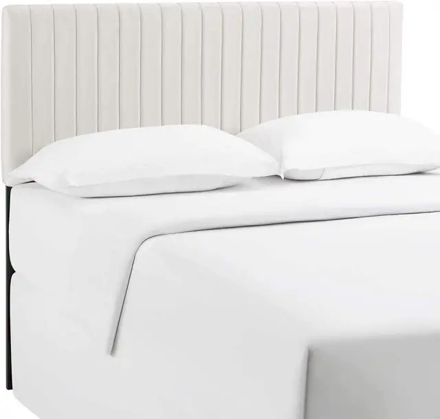 Alt view image 3 of 5 - Modway Keira Channel Tufted Performance Velvet Upholstered Full / Queen Headboard in Ivory